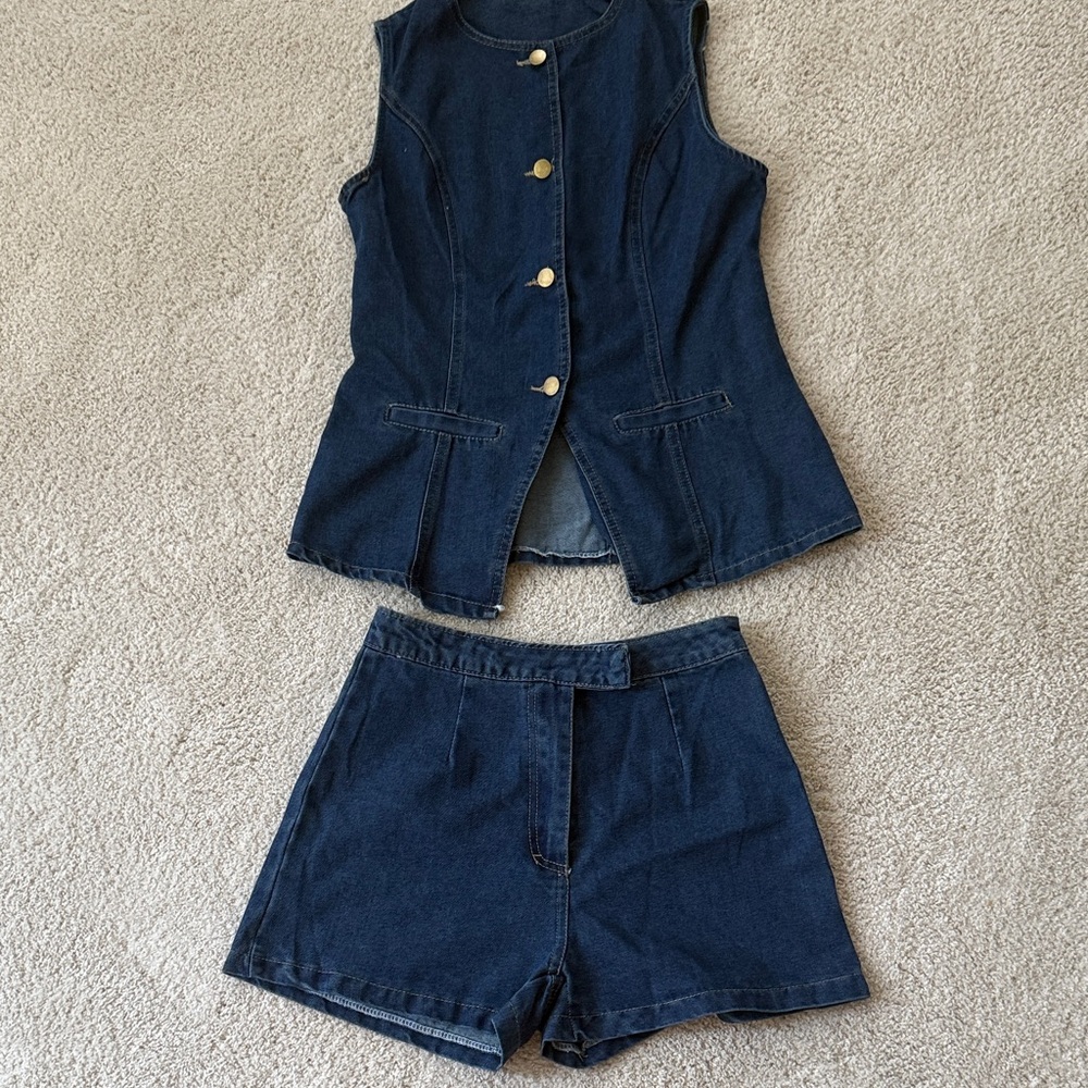 Trendy Boutique Blue Jean Shorts Set